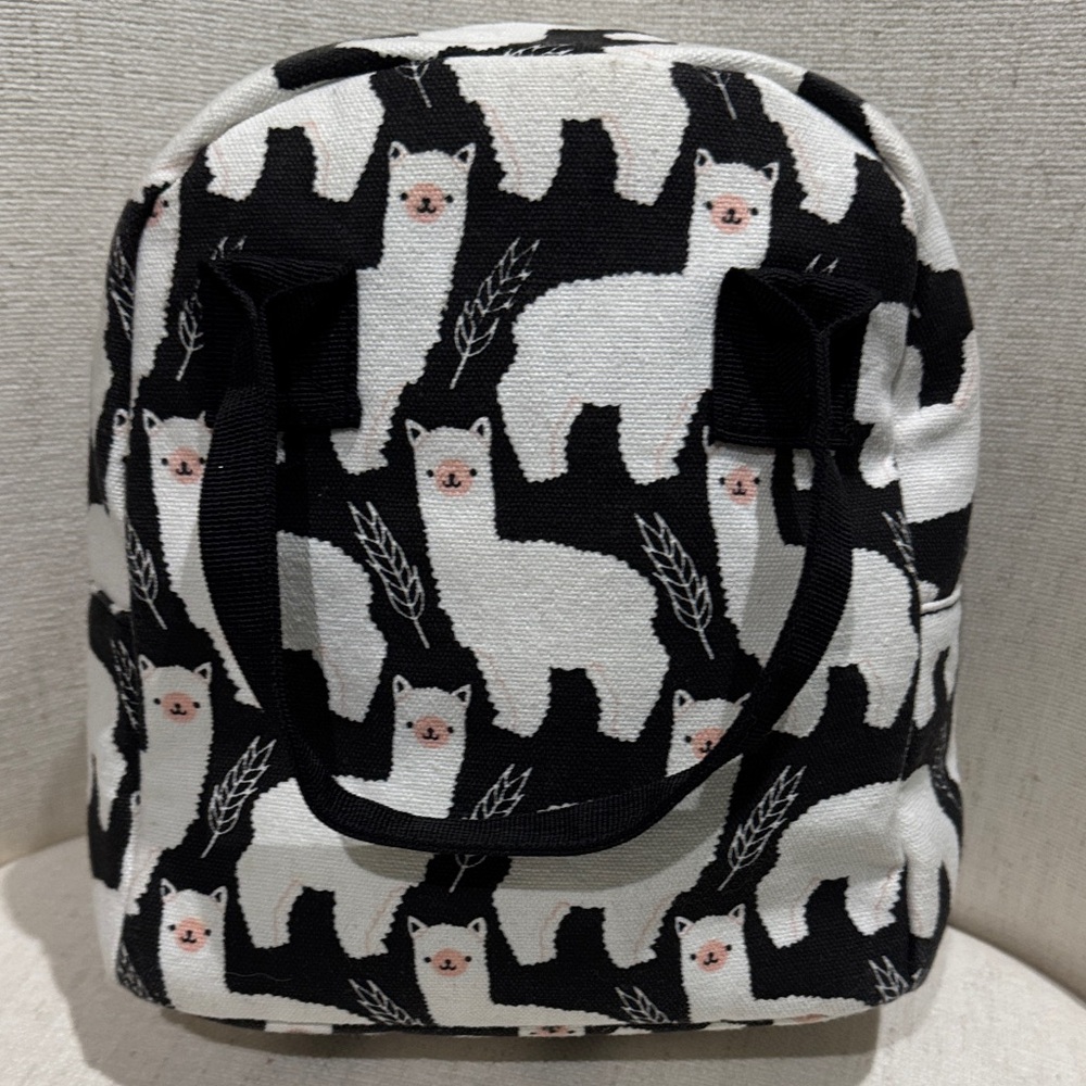 Llama Pattern Black & White Lunch Bag or Pet Accessories Bag - Picture 2 of 5